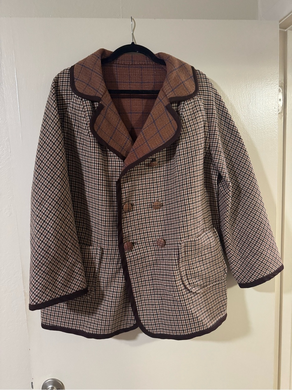 Brown Plaid Reversible Women’s Jacket